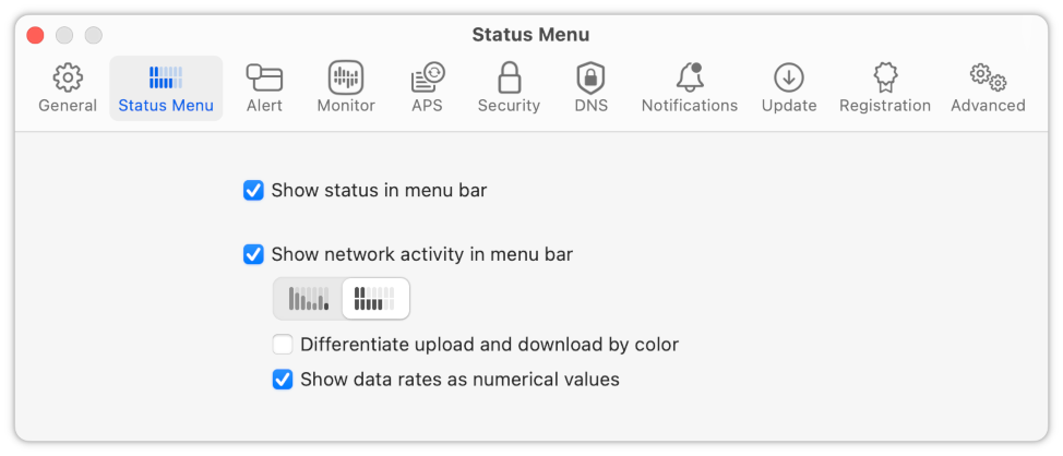 Status Menu Settings