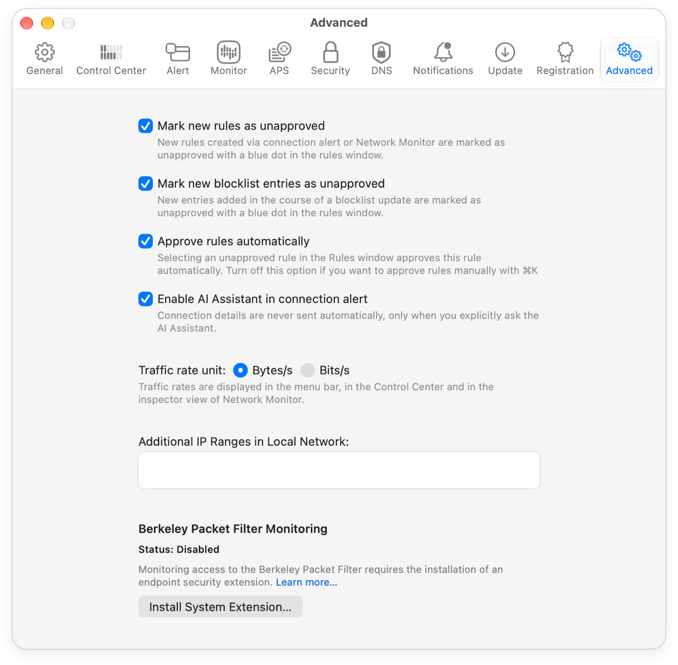 Advanced settings