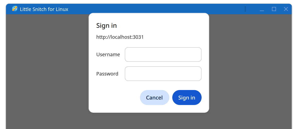 Login screen of the web interface with authentication enabled