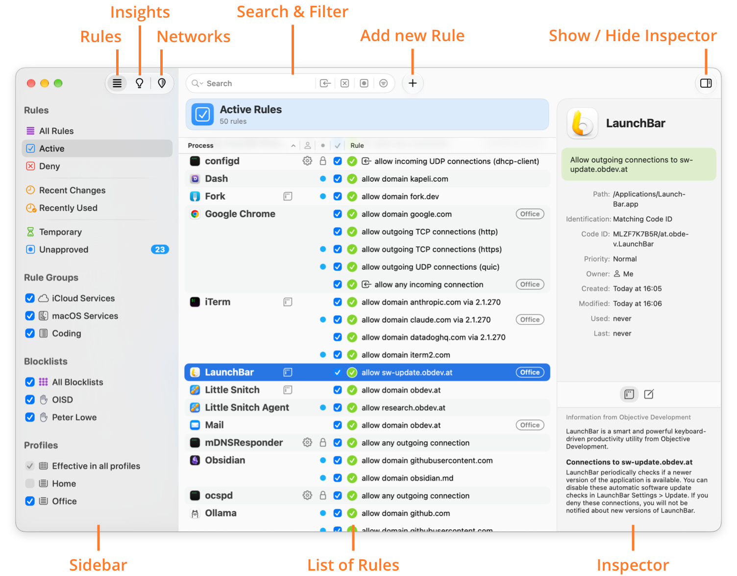 Rules window