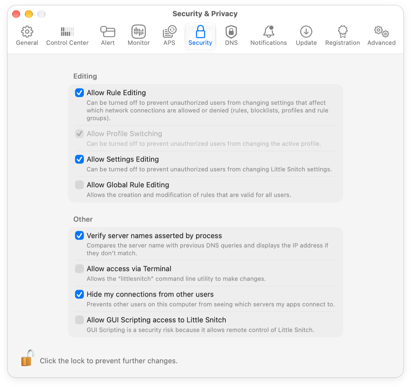 Security Settings